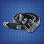 Noble Black Leather Belt with Conchos 210644