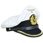 WWII German Kriegsmarine White Visor Cap – U-Boat Junior Officer Repro