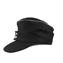 German M43 SS Panzer Black Wool Officer Field Cap – WWII Repro