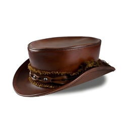 Leather Top Hat in Brown