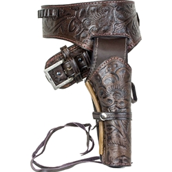 Deluxe Tooled Antiqued Brown Leather Western Holster Rig – XL