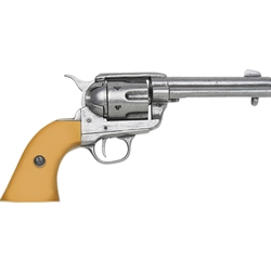 Replica M1873 Antique Finish Quick Draw Revolver, Auburn Grooved Grips Non-Firing