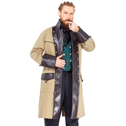 Plus Size Steampunk Pirate Time Traveler Coat in Cream